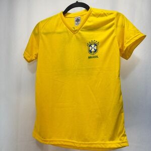 Brazil Soccer Jersey Clothing Kids Youth 14 Yellow Brasil 10‎ T-Shirt NEW